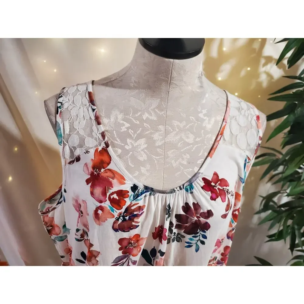 Garnet Hill Green Cotton Organic Floral Lace Sleeveless Maxi Dress Size XL Eco - Picture 5 of 11